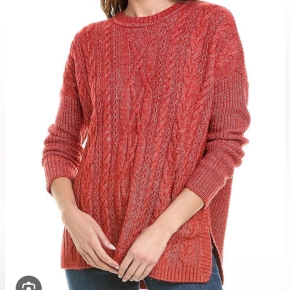 Cabi Blood Orange Oversized Playoff Cable Knit Fall Sweater Women’s size Small - Picture 1 of 13